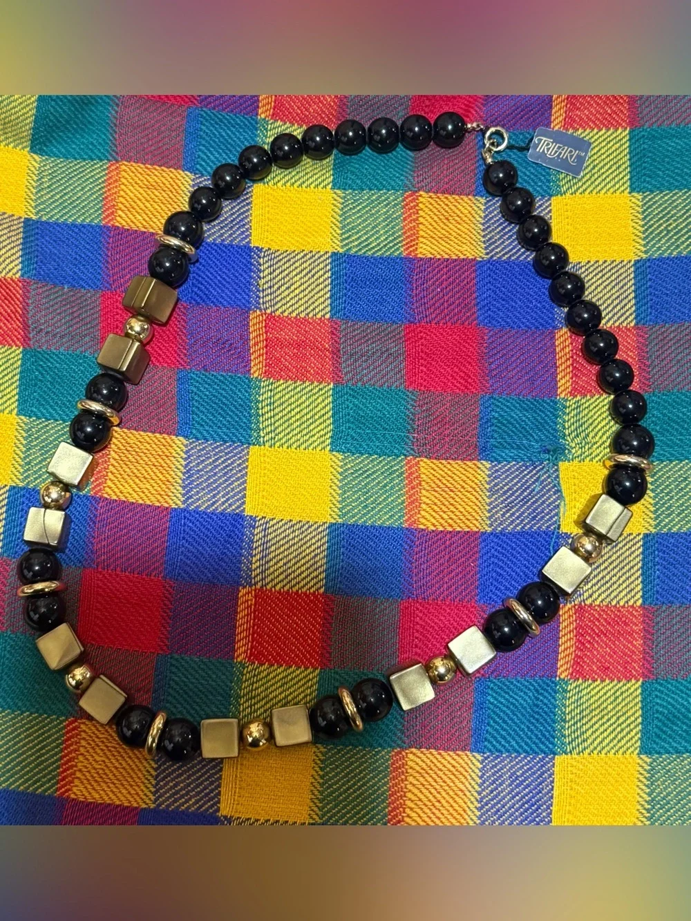 Vintage Trifari Statement Iridescent Beaded Necklace